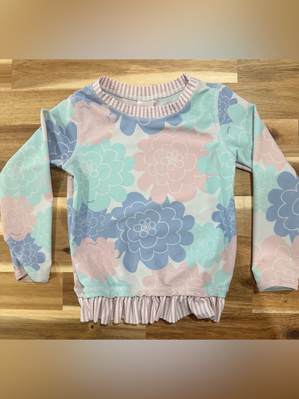 Ruffle Butts Pastel Floral Ruffle Hem Top size 3T